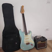 Eko Stratocaster Relic + ampli VOX + custodia Fend