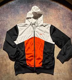 Nike felpa uomo L cappuccio grigio nero arancione