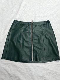 Gonna corta in ecopelle verde Scuro Bershka - Tagl