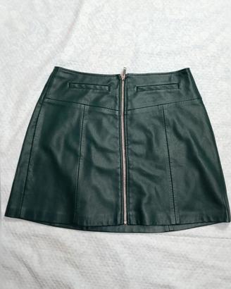 Gonna corta in ecopelle verde Scuro Bershka - Tagl