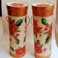 2x Scatole con decorazione natalizia - decoupage