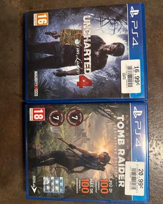 Uncharted 4 e Shadow of Tomb Raider ps4