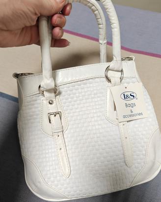 borsa in plastica e simul pelle bianca 