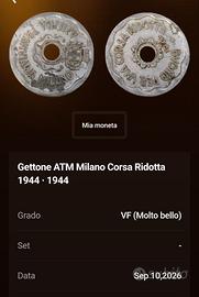 Gettone ATM Milano Corsa Ridotta (1944)