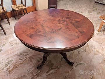 Tavolo rotondo con piano in radica diametro cm.120