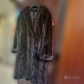 Cappotto in pelliccia di visone marrone scuro L