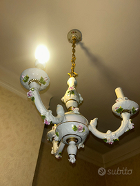 Lampadario in porcellana decorata stile vintage