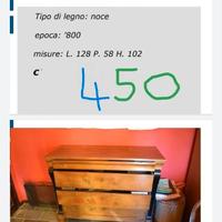 Cassettone antico in noce massiccio