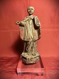 SCULTURA di Vescovo Santo  XVII secolo - 1600