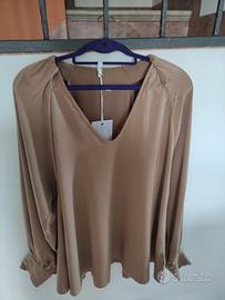 Blusa scollo a V  " IMPERIAL " colore cammello
