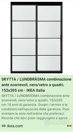 Skytta Combinazione ante scorrevoli, nero/vetro