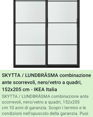 Skytta Combinazione ante scorrevoli, nero/vetro