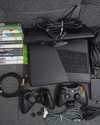 Xbox 360 slim+hdd 250+giochi+Kinect+accessori