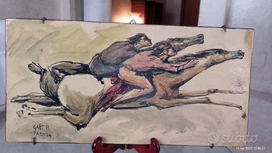 Riccardo Gatti Faenza Formella maiolica XX secolo