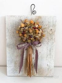 Composizione fiori secchi da parete 30x24 cm