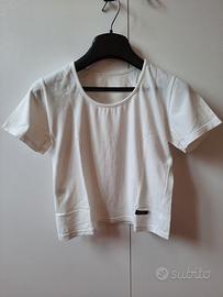 T-shirt bianca corta in vita