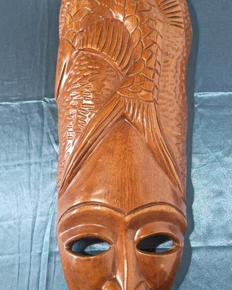 Maschera in legno intagliato decorativa 60 cm