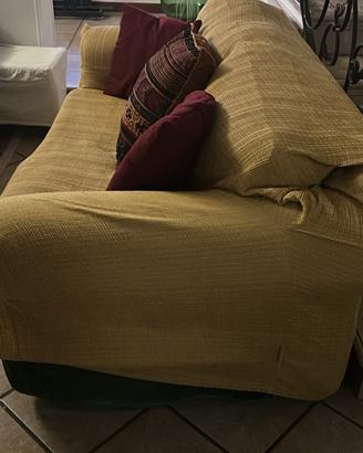 Divano 2 posti con copridivano beige/ocra