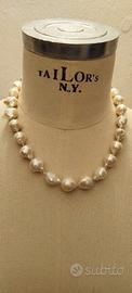 Collana di perle barocche chiusura oro