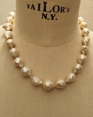 Collana di perle barocche chiusura oro