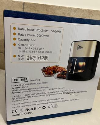 Friggitrice ad aria doppia resistenza 5,5L