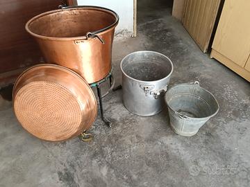 Paiolo in rame battuto a mano + Colino in rame