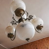 Lampadario ottone vetro soffiato