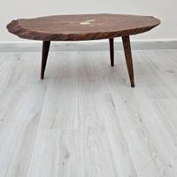 tavolino brutalistsa in tronco d'albero anni 70