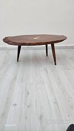 tavolino brutalistsa in tronco d'albero anni 70