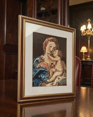Quadro Ricamato "Madonna con Bambino" mezzopunto