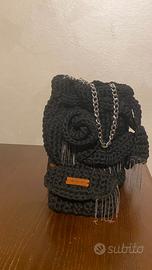 Set borsa secchiello+portamonete uncinetto nero