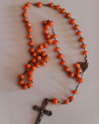rosario antico corallo di Sciacca e argento