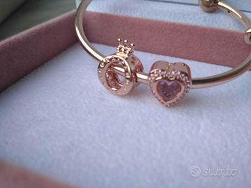 Pandora Rose Gold Charm Corona e Amore Luminoso