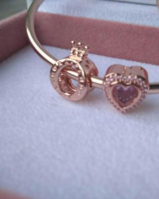 Pandora Rose Gold Charm Corona e Amore Luminoso