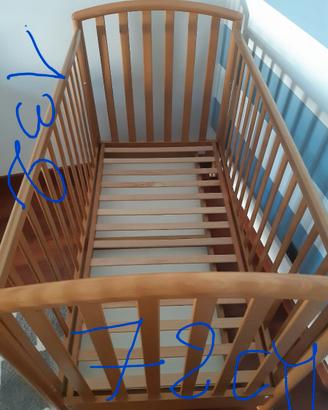 Lettino in legno 0/6 anni con cassetto e rotelle