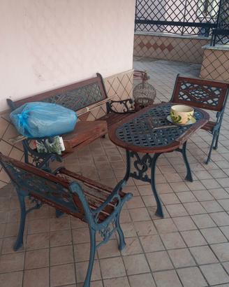 Tavolo con sedie giardino/terrazzo ferro battuto