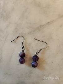 orecchini con perline viola
