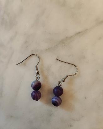 orecchini con perline viola