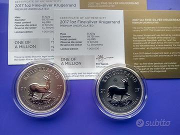2 Krugerrand 2017 con certificato di autenticita'.
