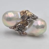 ANELLO ORO PERLE BAROCCHE DIAMANTI VINTAGE