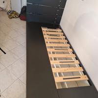 Letto singolo Ikea nero, con 3 cassetti e testiera