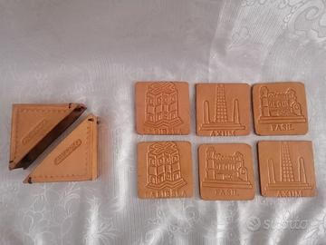 6 Porta bicchieri Cuoio +Valigetta + Cestino