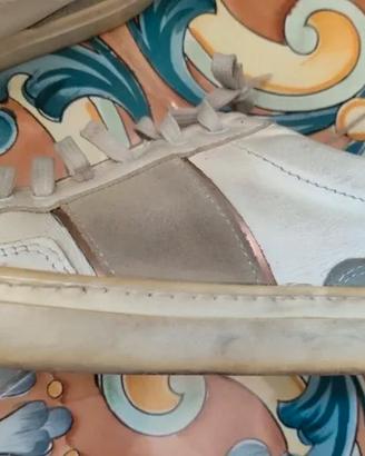 Scarpe ginnastica donna lacci strisce grigio rosa