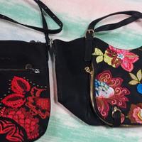 2 borse in pelle con ricami marca Desigual