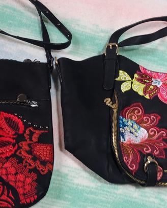 2 borse in pelle con ricami marca Desigual