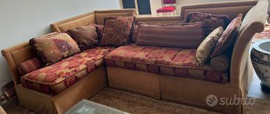 Divano angolare  tessuto veluto marrone chiaro