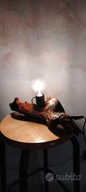 lampada artigianale in legno marino