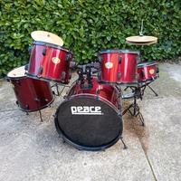 Batteria acustica Peace nera e bordeaux 