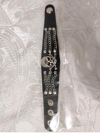 bracciale polsiera punk metal bikers accessori 