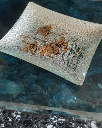 Posacenere/Centrotavola/svuotatasche vetro decorar